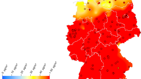 Tagesmittel der Feinstaubkonzentration PM10 am 25.02.2021