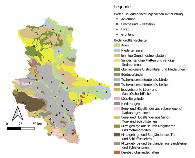 Boden-Dauerbeobachtungsflächen in Sachsen-Anhalt nach Nutzung