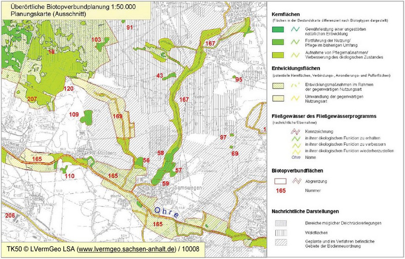 Überörtliche Biotopverbundplanung 1: 50´ Planungskarte (Ausschnitt)